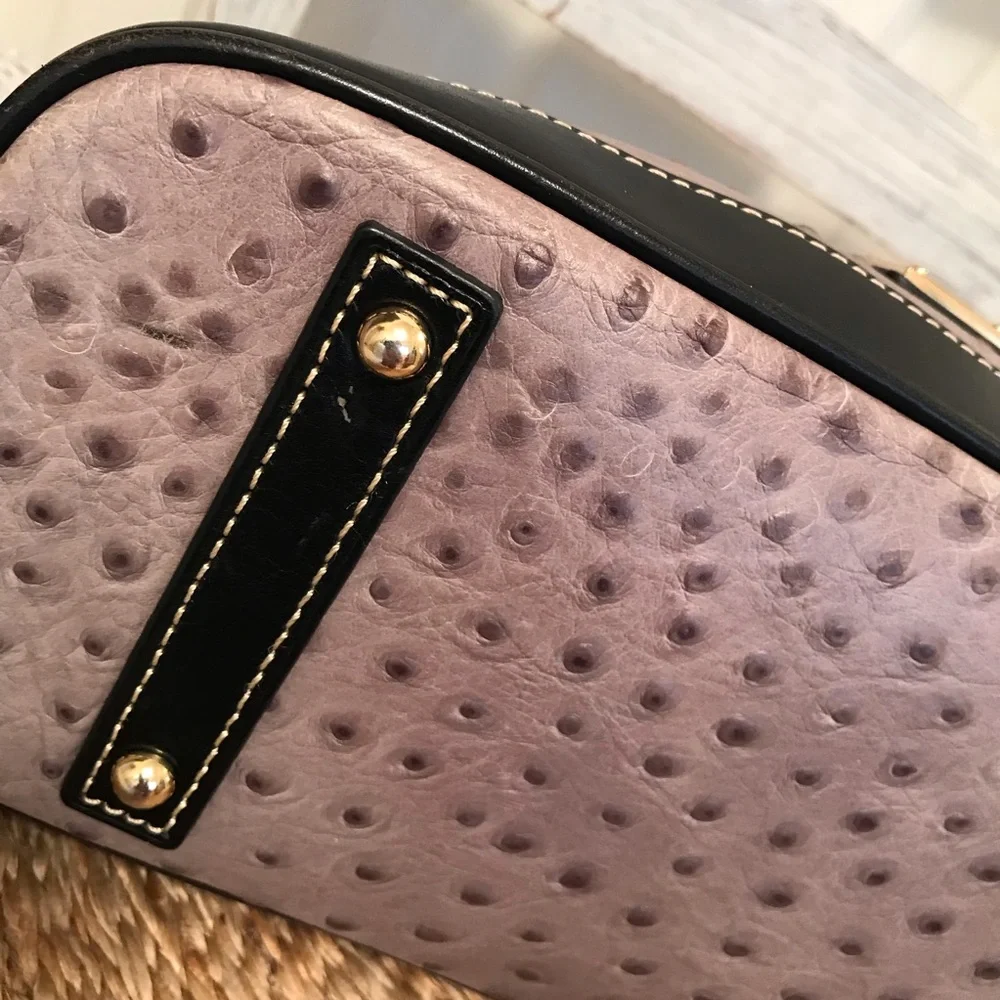 Dooney & Bourke Ostrich Cameron Satchel Grey and Black